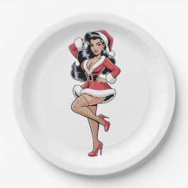 Prato De Papel Pinup Santa Babe