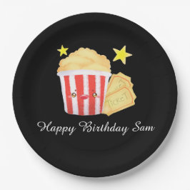 Prato De Papel Pipoca E Bilhetes Noturnos De Filme