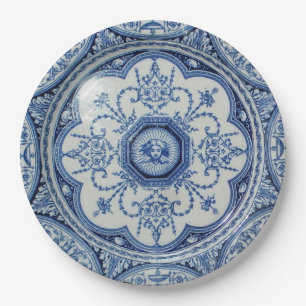 Prato De Papel Piquenique 1896 Minton Livro azul & Branco de
