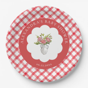 Prato De Papel Piquenique Verão Vermelho Branco Xadrez Floral Chá