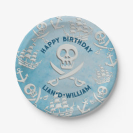 Prato De Papel PIRATE, rapazes, festa de aniversário de papel