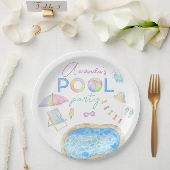 Prato De Papel Piscina de Piscina de Aquarela (Casamento)