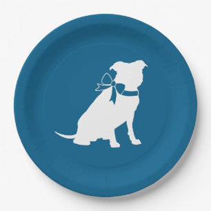 Prato De Papel Pit Bull Chá de fraldas Pitbull Cachorro Azul