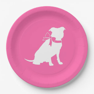 Prato De Papel Pit Bull Dog Chá de fraldas Pink Girl Pitbull