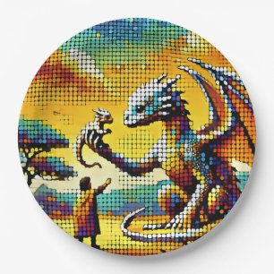 Prato De Papel pixelated image of a dragon trainer