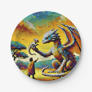 Prato De Papel pixelated image of a dragon trainer