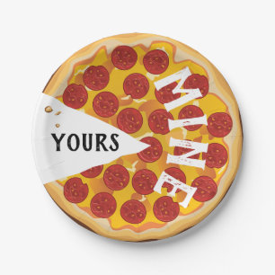 Prato De Papel Pizza de pepperoni engraçada fofa