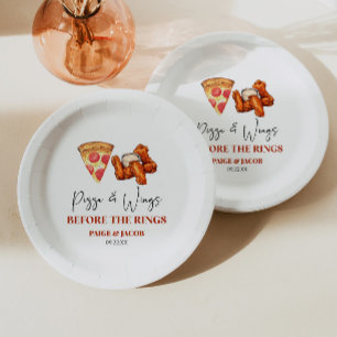 Prato De Papel Pizza e Asas Antes do Jantar de Rehearsal das Asas