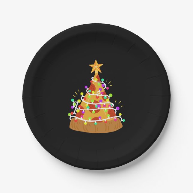 Prato De Papel Pizza Natal Luzes de Natal (Frente)