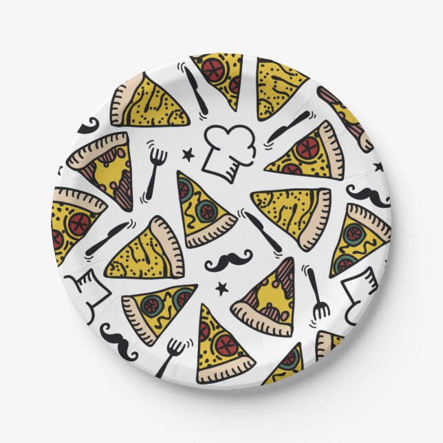 Prato De Papel Pizza Party Patterna Plate (Frente)