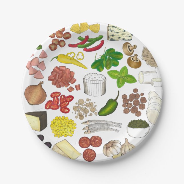 Prato De Papel Pizza Party Topping Italiana Comida Pizzeria Pie (Frente)