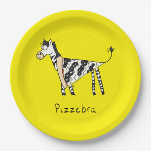 Prato De Papel Pizza Zebra Curiosa Crianças