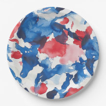 Placa Abstrato de Cor Vermelha Branca e Azul