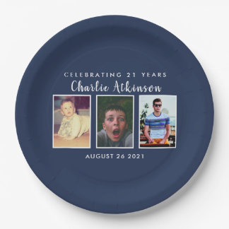 Prato De Papel placa aniversário de 21 anos