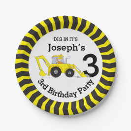 Prato De Papel Placa aniversário de 3 anos de construção de menin