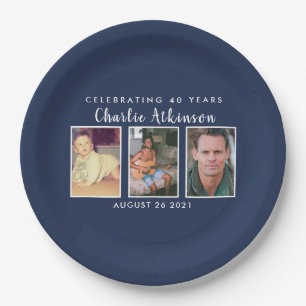 Prato De Papel placa aniversário de 40 anos