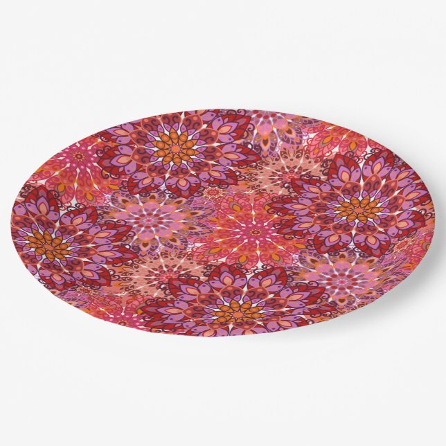 Prato De Papel Placa com impressão floral do teste padrão da (Inclinado)