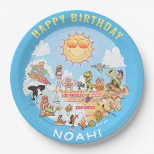 Prato De Papel Placa de aniversário SoCal personalizável