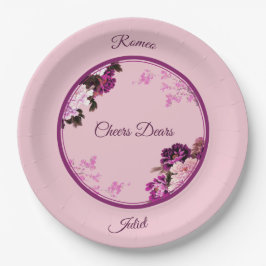 Prato De Papel Placa de Casamento de Anel Floral Roxo