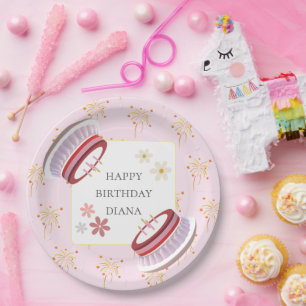 Prato De Papel Placa de Celebração de Aniversário com Folha