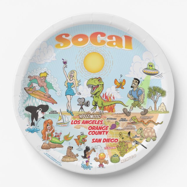 Prato De Papel Placa de Céu Azul SoCal (Frente)