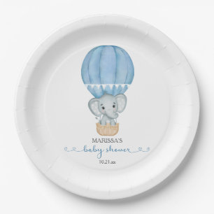 Prato De Papel Placa de Chá de Bebê Elefante Azul