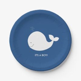 Prato De Papel Placa de Chá de fraldas de baleia branca e marinho