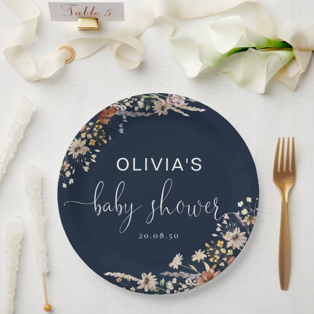 Prato De Papel Placa de Chá de fraldas de flor selvagem marinho a (Casamento)