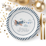 Prato De Papel Placa de Chá de fraldas de Nuvens de Aviões Vintag<br><div class="desc">Placa de Chá de fraldas de Nuvens de Aviões Vintage. Este design apresenta um adorável avião vintage. Personalize este design personalizado com o seu próprio texto e detalhes.</div>