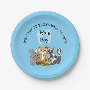 Prato De Papel Placa de Chá de fraldas de Woodland Themed Boy