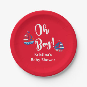 Prato De Papel Placa de Chá de fraldas Náutico do Baby Boy