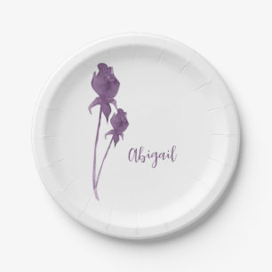 Prato De Papel Placa de Chá Personalizada com Flor Roxo