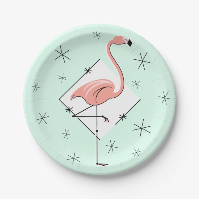 Prato De Papel Placa de diamante Flamingo Aqua (Frente)