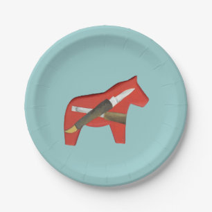 Prato De Papel Placa de esquadra de cavalos vermelhos