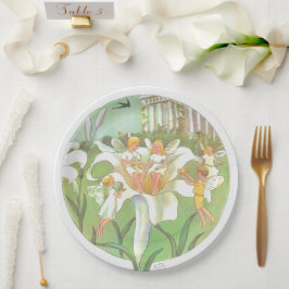 Prato De Papel Placa de fada de Primavera da Vintage