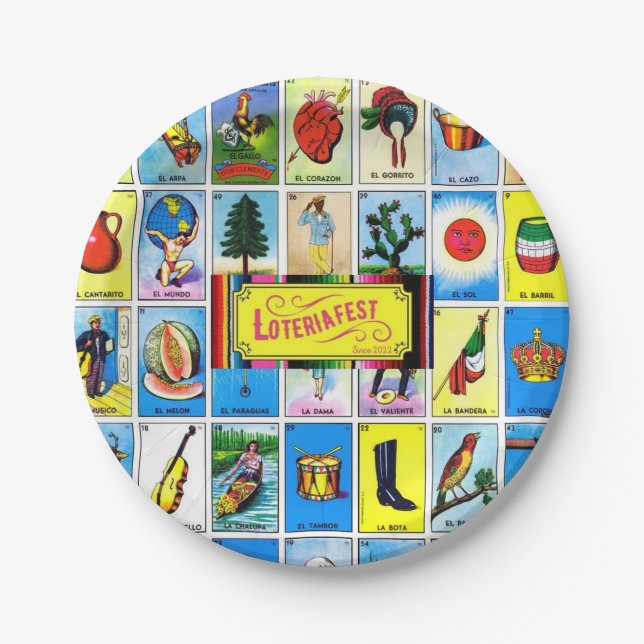 Prato De Papel Placa de Fest Loteria (Frente)