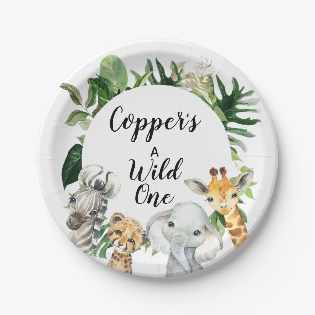 Prato De Papel Placa de Festa de aniversário de Folhagem de Anima (Frente)