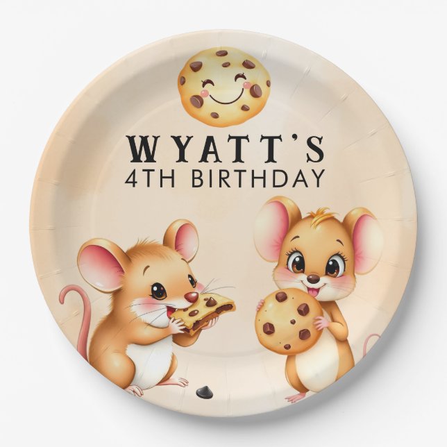 Prato De Papel Placa de Festa de aniversário do tema do mouse e d (Frente)