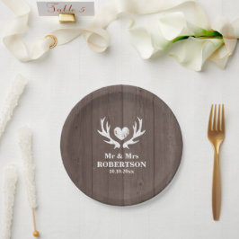 Prato De Papel Placa de festa de casamento de veados de madeira e