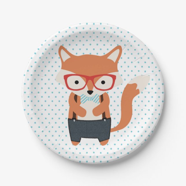 Prato De Papel Placa de festas de raposa-branca (Frente)