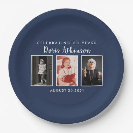 Prato De Papel placa de fotografia de 80 aniversário