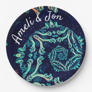 Prato De Papel Placa de janto de elegância fractal escura