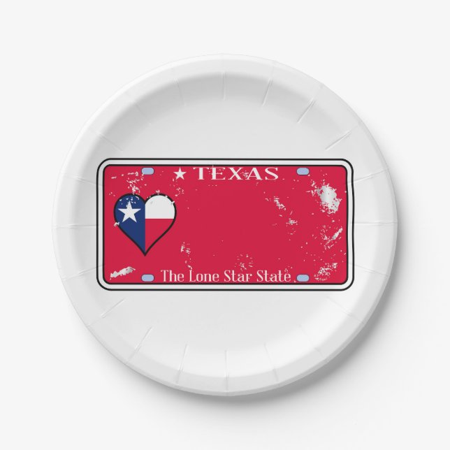Prato De Papel Placa de Licença do Texas com Danos (Frente)