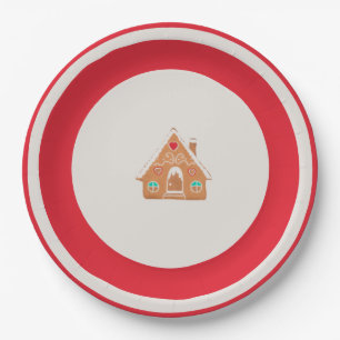 Prato De Papel Placa de Natal Casa de Biscoito de Gengibre Vermel