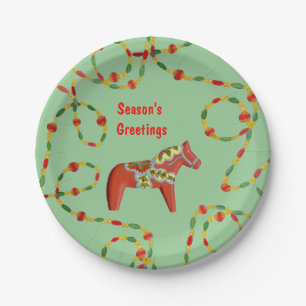 Prato De Papel Placa de Natal Dala Horse
