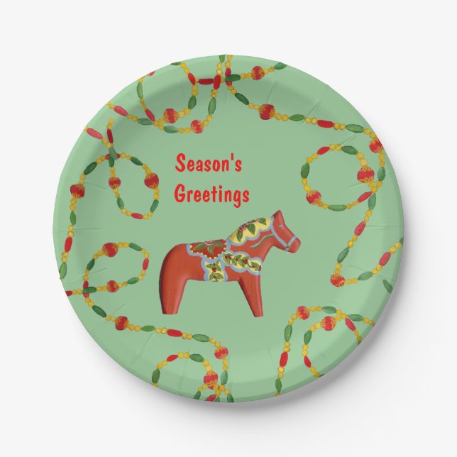 Prato De Papel Placa de Natal Dala Horse (Frente)