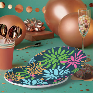 Prato De Papel Placa de papel abstrato Colorida Flores de Fogos d