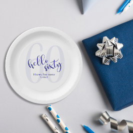 Prato De Papel Placa de Papel Azul 60º Aniversário do Marinho Mod