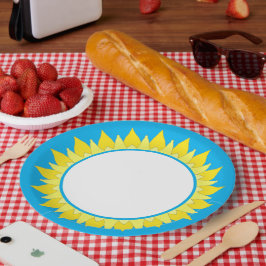 Prato De Papel Placa de papel azul girassol