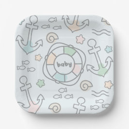 Prato De Papel Placa de papel Baby Ahoy